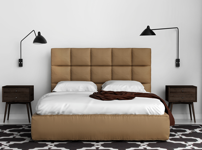 Headboard into squares leather