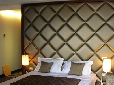 Testata letto a quadrotti in tessuto tecnico